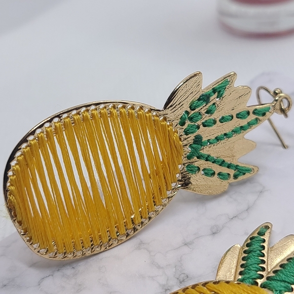 Yellow and Green Pineapple Earrings - Picture 10 of 17